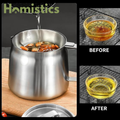 Stainless Steel Oil Storage Container with Lid and Strainer