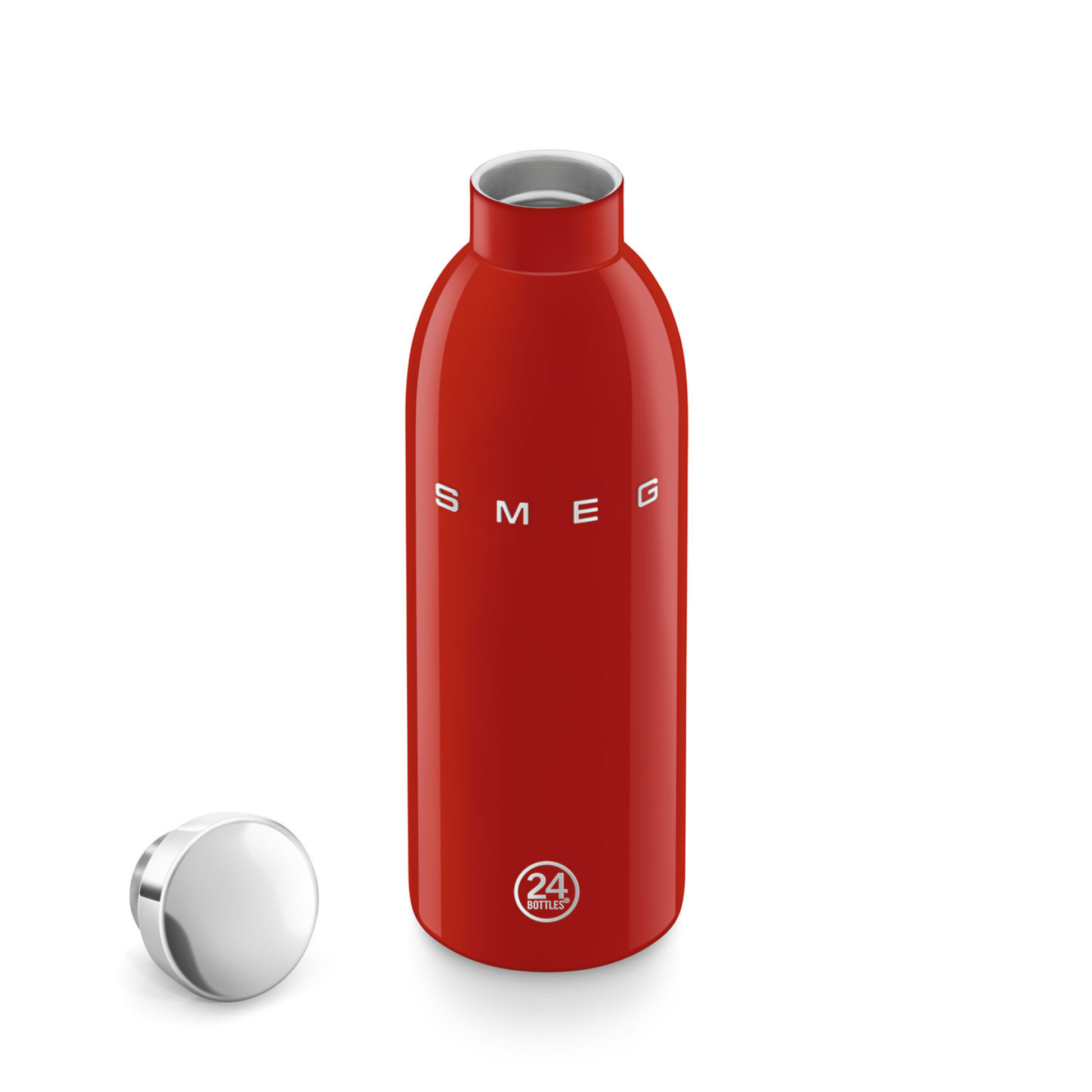 SMEG x 24Bottles Clima Red Bottle 500 ml stainless steel bottle closeup